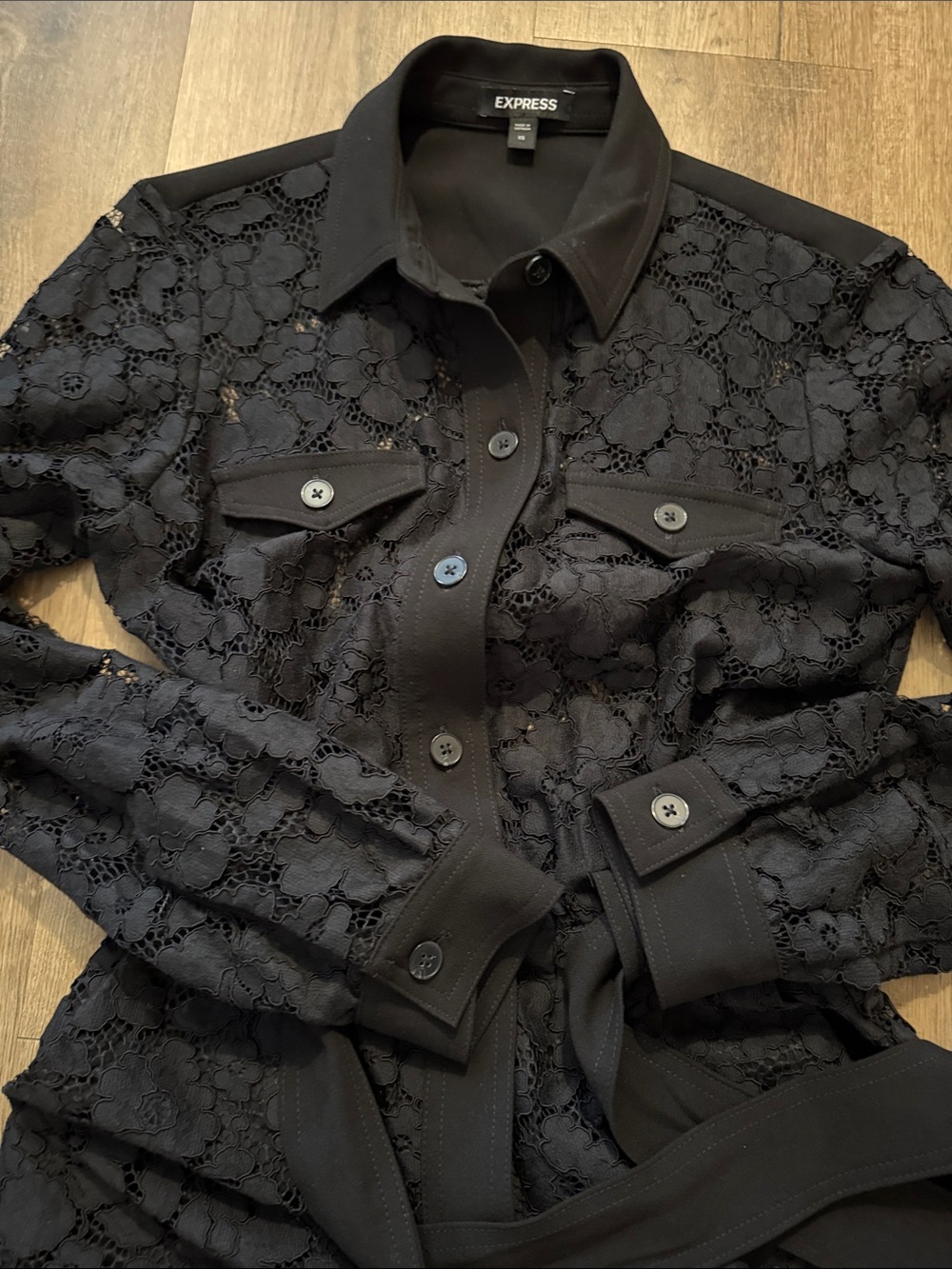 Express Lace Button Front Cargo Straight Leg Jumpsuit Size XS - Picture 8 of 14